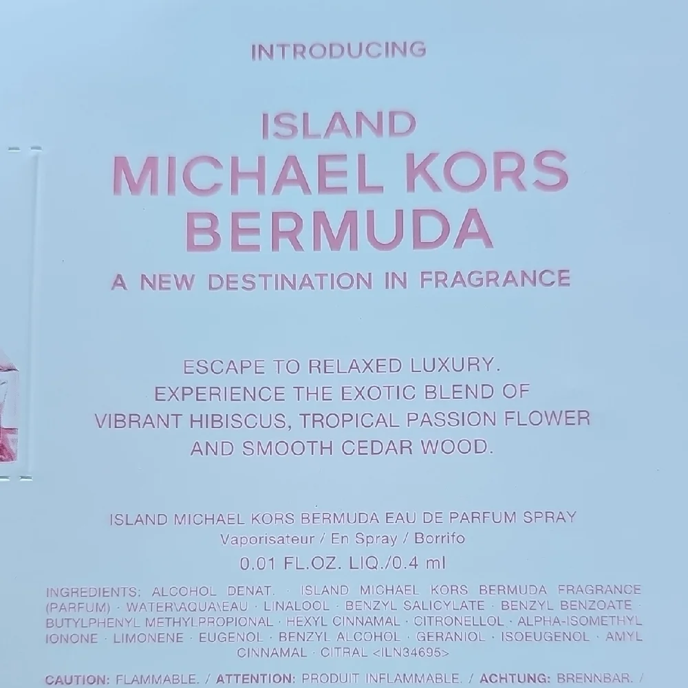 New Island Michael Kors Bermuda Fragrance Sample Bubble Cards